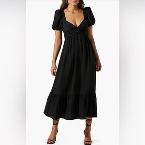 ASTR the Label tie back puff sleeve midi dress